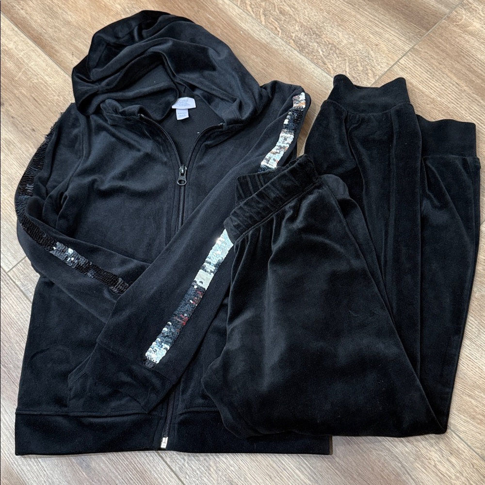 More Than Magic Black Velvet Hoodie with velvet pants